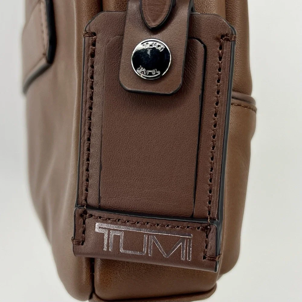 NEW TUMI Harrison SYCAMORE Slim 100% Leather Laptop Brief Briefcase COGNAC BROWN